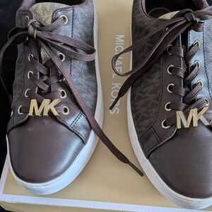 Michael Kors Brown and Gold Sneakers